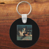 Sigarettenkitten Grappig Roken Kat Meme Stud Herse Sleutelhanger (Voorkant)