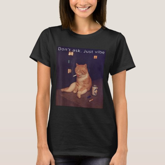 Sigarettenkitten Grappig Roken Kat Meme Stud Herse T-shirt (Voorkant)