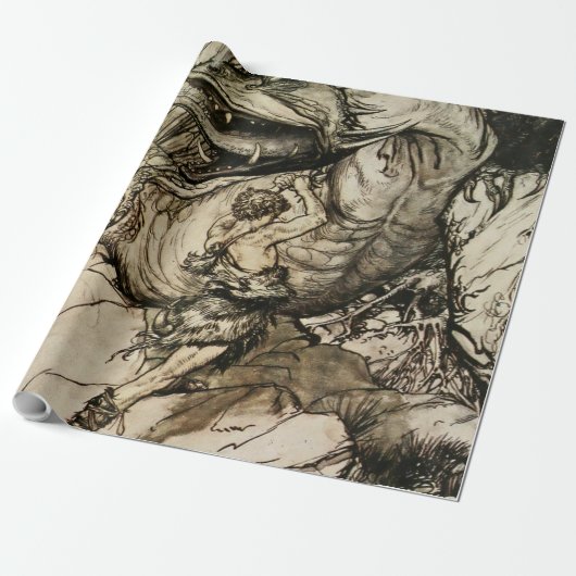 “Sigfried doodt Fafner” door Arthur Rackham Cadeaupapier (Uitgerold)