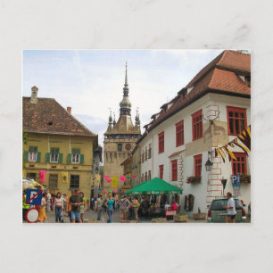 Sighisoara, CLocktower en toeristen Briefkaart