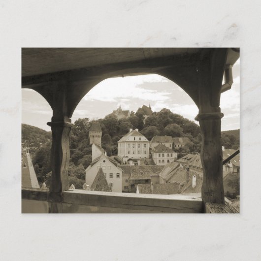 Sighisoara, kijk naar de stad briefkaart (Voorkant)