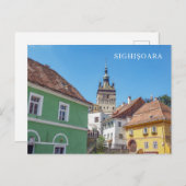 Sighisoara Klokkentoren en gebouwen uitzicht brief Briefkaart (Voorkant / Achterkant)
