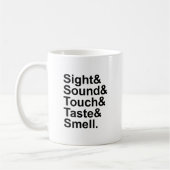 Sight Sound Touch Taste Smell | Vijf zintuigen Koffiemok (Links)