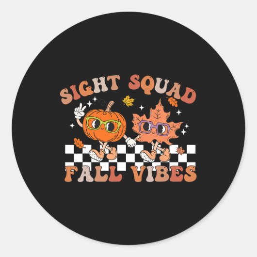 Sight Squad Herfst Vibes Pompoen Herfst Leaf Herfs Ronde Sticker (Voorkant)