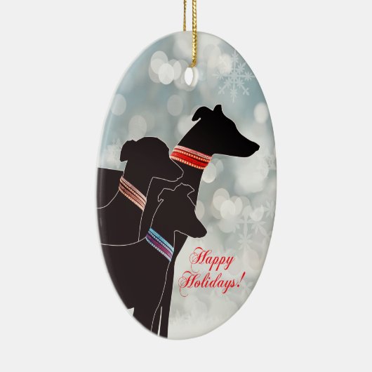 Sighthound Trio Holiday Keramisch Ornament (Rechts)