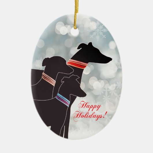 Sighthound Trio Holiday Keramisch Ornament (Voorkant)