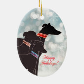 Sighthound Trio Kerstfeest Keramisch Ornament (Achterkant)