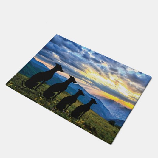 Sighthounds - Greyhound Sunset Deurmat (Schuin)