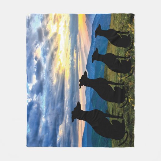Sighthounds - Greyhound Sunset Fleece Deken (Voorkant)