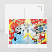 Sightsee of alien and animals in Tokyo (Remake) Briefkaart (Voorkant / Achterkant)