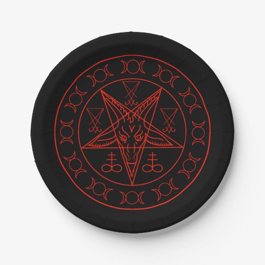 Sigil of Baphomet triple moon and sigil of lucifer Papieren Bordje (Voorkant)