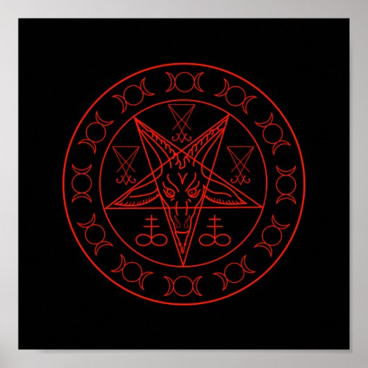Sigil of Baphomet triple moon and sigil of lucifer Poster (Voorkant)