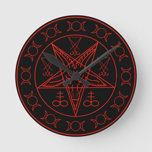 Sigil of Baphomet triple moon and sigil of lucifer Ronde Klok (Voorkant)