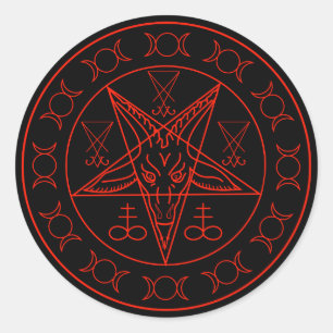 Sigil of Baphomet triple moon and sigil of lucifer Ronde Sticker