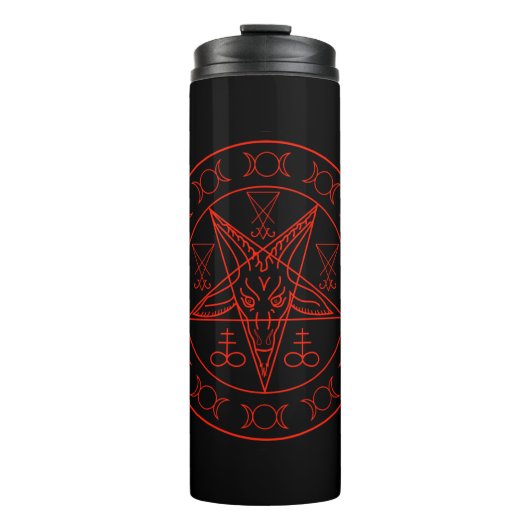 Sigil of Baphomet triple moon and sigil of lucifer Thermosbeker (Voorkant)