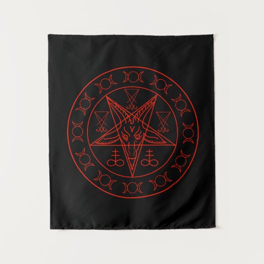 Sigil of Baphomet triple moon and sigil of lucifer Wandkleed (Voorkant)