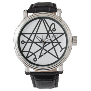 Sigil of the Gateway Zwart  Leder Horloge