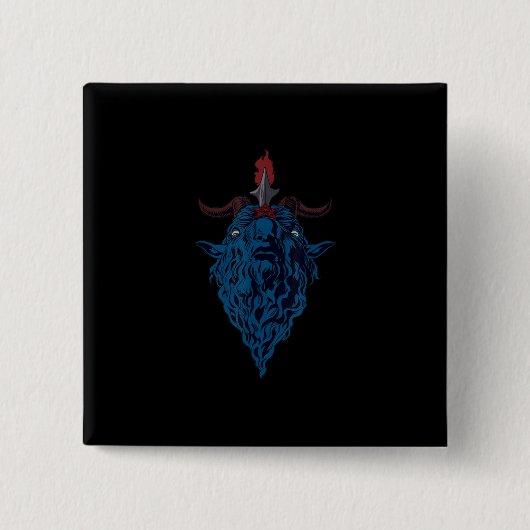 Sigil van Baphomet Goat van Mendes Satan Dark Goth Vierkante Button 5,1 Cm (Voorkant)