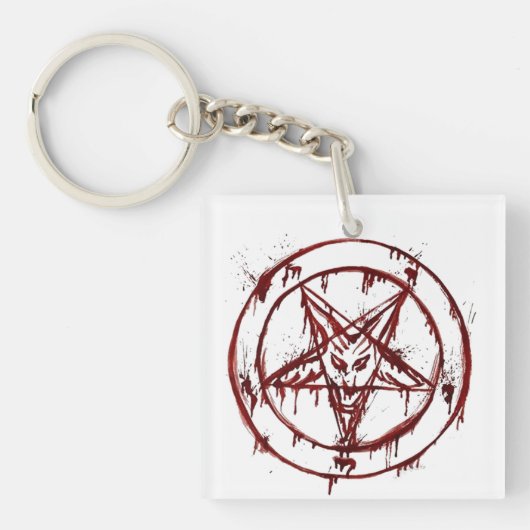 Sigil van Baphomet met geitenkop Sleutelhanger (voorkant)