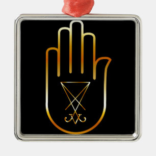 Sigil van Lucifer in een palm Metalen Ornament