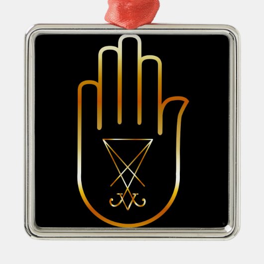 Sigil van Lucifer in een palm Metalen Ornament (Voorkant)