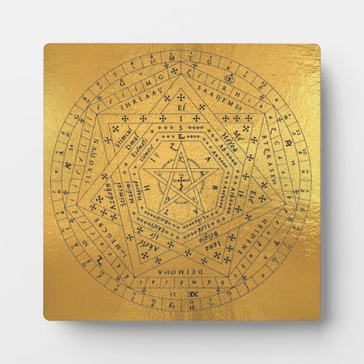 Sigillum Dei Aemeth Sigil Occult Pentagram Gold Fotoplaat (Voorkant)