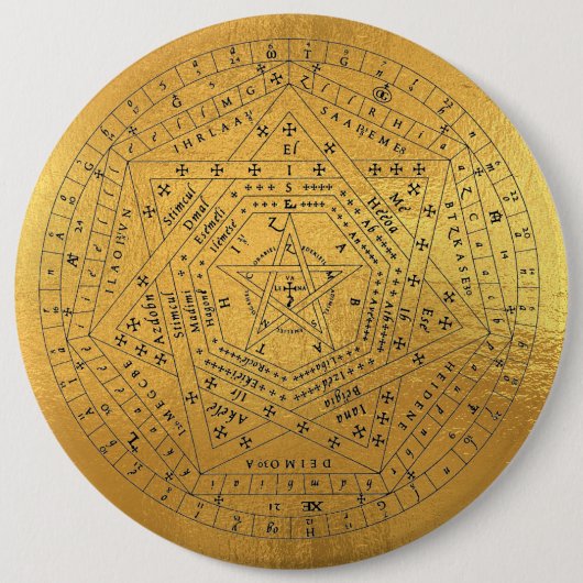 Sigillum Dei (Zegel van God) engelendiagram van Jo Ronde Button 6,0 Cm (Voorkant)