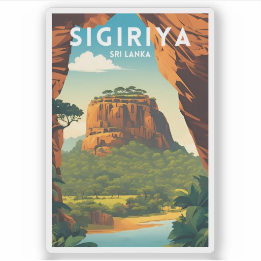 Sigiriya Traditionele Reisposter Sticker (Voorkant)