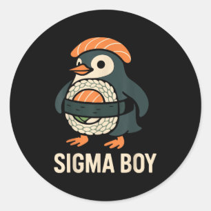 Sigma Boy Italiaans Brainrot Funny Meme Penguin Ronde Sticker