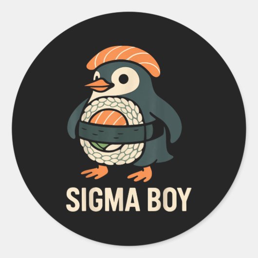 Sigma Boy Italiaans Brainrot Funny Meme Penguin Ronde Sticker (Voorkant)
