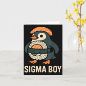 Sigma Boy Italiaanse Brainrot Grappige Meme Pinguï Kaart (Gele Bloem)