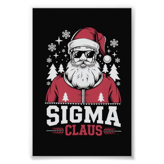Sigma Claus Cool Santa Christmas Rizz Rizzler Meme Foto Afdruk (Voorkant)