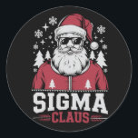 Sigma Claus Cool Santa Christmas Rizz Rizzler Meme Ronde Sticker<br><div class="desc">Sigma Claus Cool Santa Grappig Kerst Rizz Rizzler Meme</div>