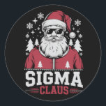 Sigma Claus Cool Santa Christmas Rizz Rizzler Meme Ronde Sticker<br><div class="desc">Sigma Claus Cool Santa Grappig Kerst Rizz Rizzler Meme</div>