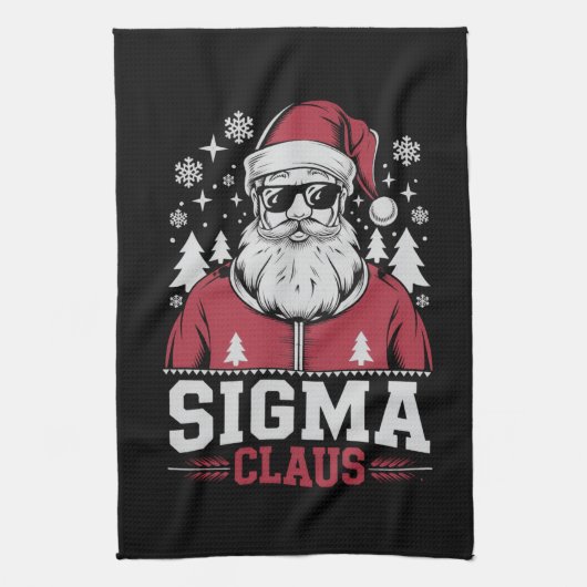 Sigma Claus Cool Santa Christmas Rizz Rizzler Meme Theedoek (Verticaal)