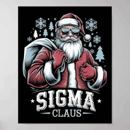 Sigma Claus Cool Santa Funny Christmas Rizz Rizzle Poster (Voorkant)