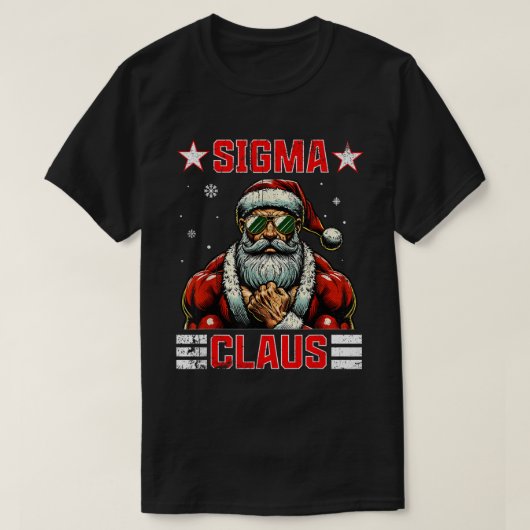 Sigma Claus Grappige Kerstman Santa Rizz Middelbar T-shirt (Design voorkant)