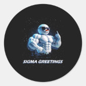 Sigma Greetings Bruh Snowman Rizz Merry Christmas Ronde Sticker (Voorkant)