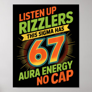 Sigma heeft 67 Aura Nummer 67e Aura Farming Ijs Poster