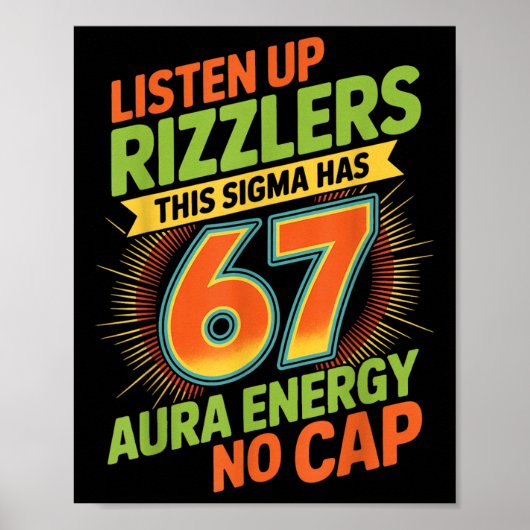 Sigma heeft 67 Aura Nummer 67e Aura Farming Ijs Poster (Voorkant)