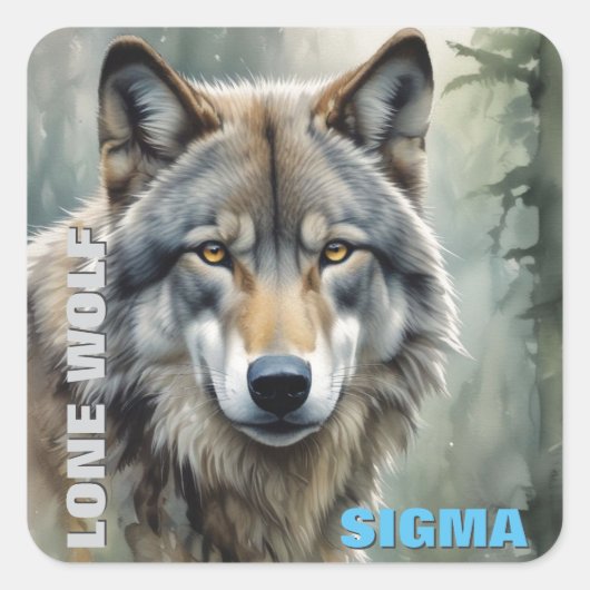 Sigma Male Lone Wolf Vierkante Sticker (Voorkant)