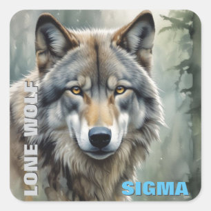 Sigma Male Lone Wolf Vierkante Sticker