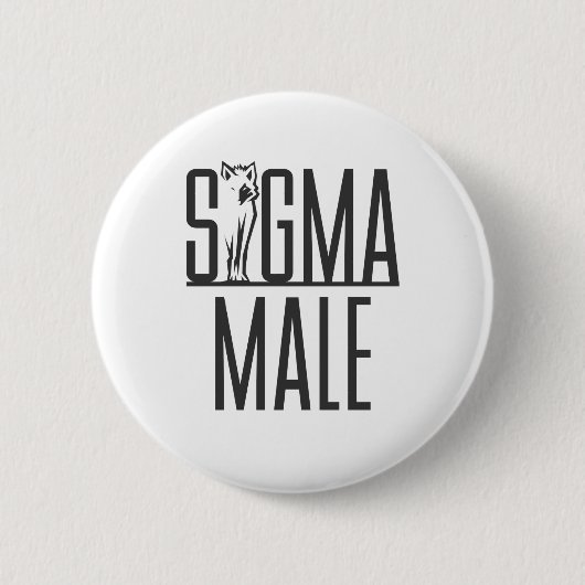 Sigma Male Wolf Lone Ronde Button 5,7 Cm (Voorkant)