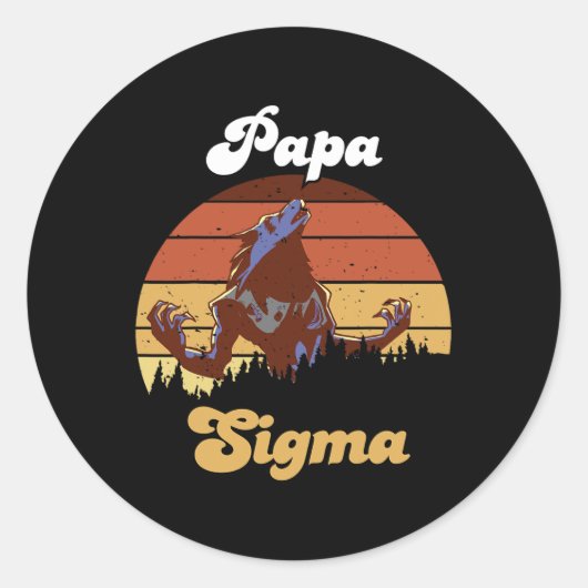 Sigma Papa Wolf Match Stam Wolves Camping Pack Fa Ronde Sticker (Voorkant)