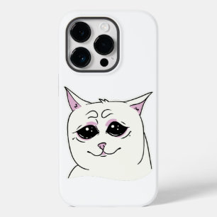 SIGMA SAD WHITE CAT FACE ANIMAAL Case-Mate iPhone 14 PRO HOESJE