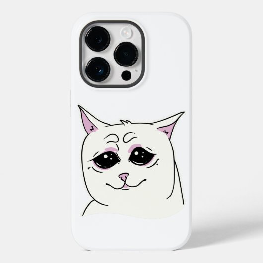 SIGMA SAD WHITE CAT FACE ANIMAAL Case-Mate iPhone CASE (Achterkant)