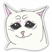 SIGMA SAD WHITE CAT FACE ANIMAAL STICKER (Voorkant)