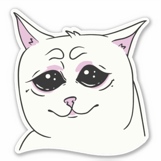 SIGMA SAD WHITE CAT FACE ANIMAAL STICKER (Voorkant)