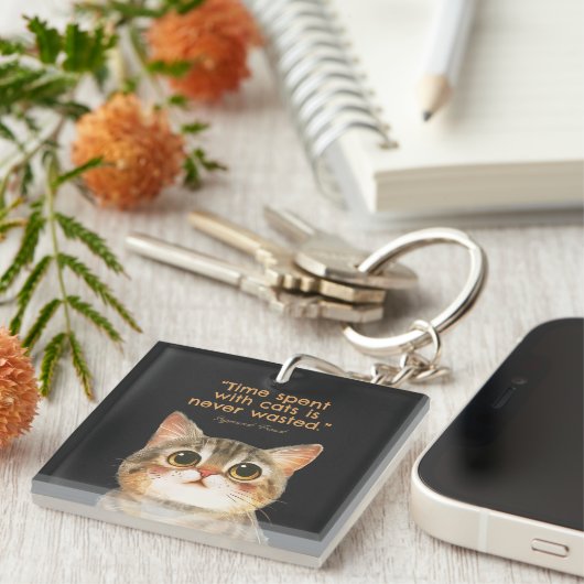 Sigmund Freud Cat Quote Acrylic Sleutelhanger (Voorkant Rechts)