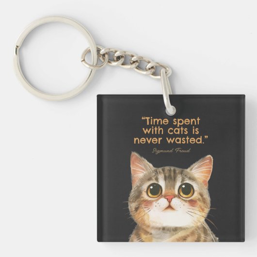 Sigmund Freud Cat Quote Acrylic Sleutelhanger (voorkant)